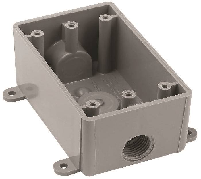 CARLON Carlon E381DR Switch Box, 1-Gang, 3-Outlet, PVC, Gray ELECTRICAL CARLON