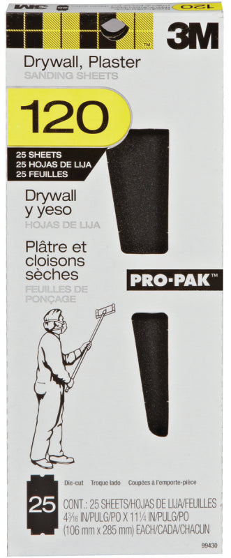 3M 3M 99430 Sandpaper, 11-1/4 in L, 4-3/16 in W, 120 Grit, Fine, Aluminum Oxide Abrasive