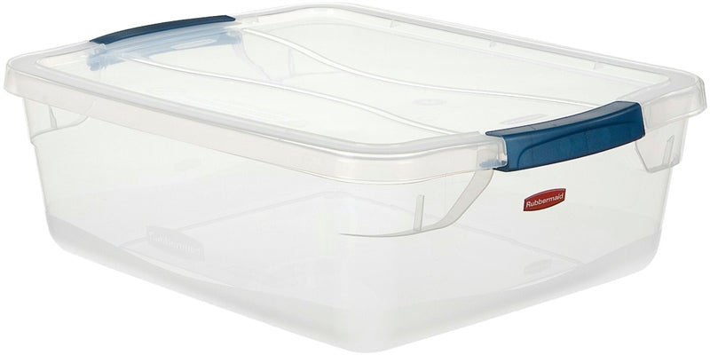 RUBBERMAID Rubbermaid Clever Store RMCC160000 Series Storage Container, 15 qt Capacity, Plastic, Clear, 18-3/4 in L, 13.375 in W HOUSEWARES RUBBERMAID