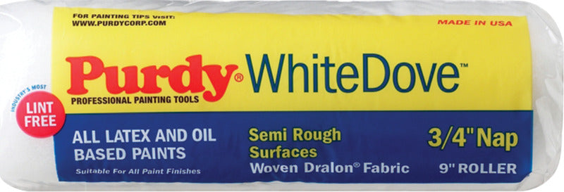 PURDY Purdy 14G670182 Roller Cover, 3/4 in Thick Nap, 9 in L, Dralon Fabric Cover PAINT PURDY