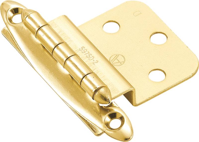 AMEROCK Amerock BPR34173 Cabinet Hinge, 3/8 in Inset, Polished Brass, 2-3/4 in L x 2 in W