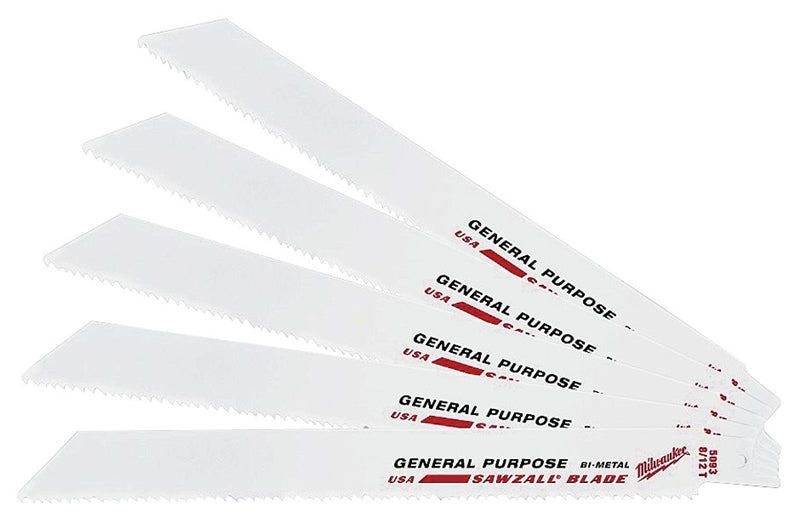 MILWAUKEE Milwaukee 48-00-5093 Reciprocating Saw Blade, 3/4 in W, 8 in L, 8/12 TPI, Bi-Metal Cutting Edge TOOLS MILWAUKEE