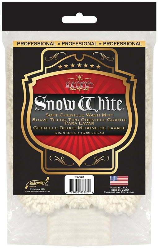 SNOW WHITE Snow White 85-320 Wash Mitt, Cotton Chenille AUTOMOTIVE SNOW WHITE