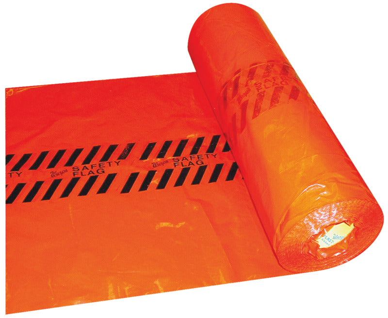 WARP'S Warp's RSF Safety Flag Roll, 18 in L, 18 in W, Red, Plastic TOOLS WARP'S