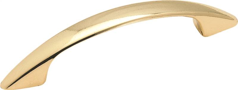 AMEROCK Amerock BP34163 Cabinet Pull, 4-1/16 in L Handle, 3/4 in H Handle, 3/4 in Projection, Zinc, Polished Brass