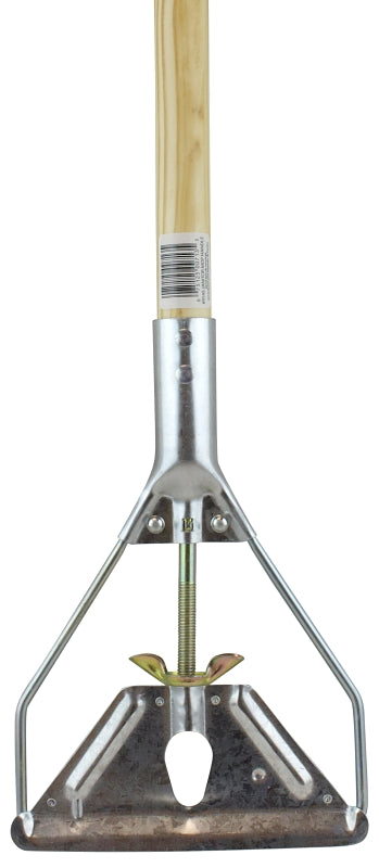 ZEPHYR MANUFACTURING Zephyr 16089 Janitor Mop Stick, 54 in L, Wing Nut Screw Clamp, Lacquered Wood/Metal, Silver CLEANING & JANITORIAL SUPPLIES ZEPHYR MANUFACTURING