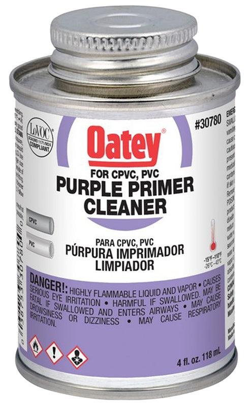 OATEY Oatey 30780 Primer/Cleaner, Liquid, Purple, 4 oz Pail