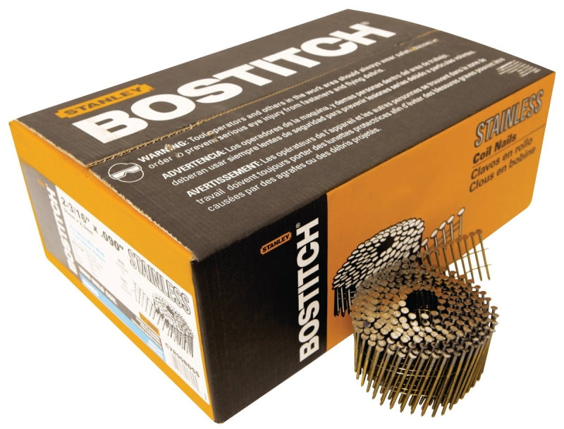 BOSTITCH Bostitch C7R90BDSS Series Siding Nail, Wire Weld Collation, 2-3/16 in L, Stainless Steel, Ring Shank, 3600/PK