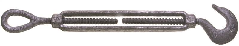 BARON Baron 16-1/2X6 Turnbuckle, 1500 lb Working Load, 1/2 in Thread, Hook, Eye, 6 in L Take-Up, Galvanized Steel