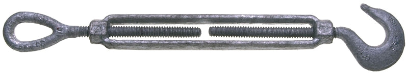 BARON Baron 16-1/2X9 Turnbuckle, 1500 lb Working Load, 1/2 in Thread, Hook, Eye, 9 in L Take-Up, Galvanized Steel