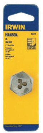 IRWIN Irwin Hanson 9324 Machine Screw Die, #8-32 Thread, UNC Thread, Right Hand Thread, HCS TOOLS IRWIN