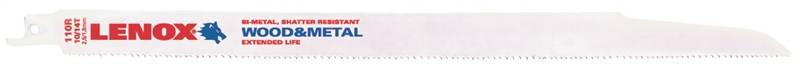LENOX Lenox 20491B110R Reciprocating Saw Blade, 3/4 in W, 12 in L, 10/14 TPI, HSS Cutting Edge TOOLS LENOX