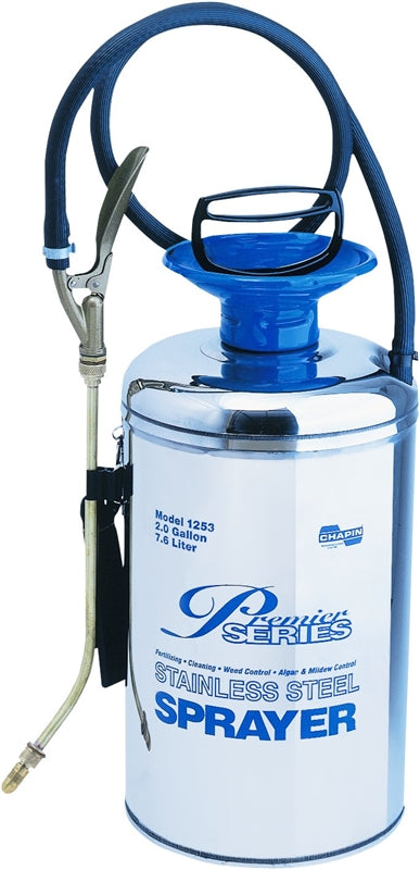 CHAPIN Chapin 1253 Handheld Sprayer, 2 gal Tank, Stainless Steel Tank, 42 in L Hose, Silver