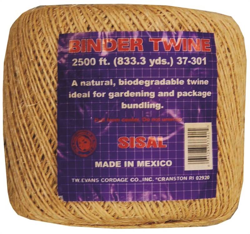 TW EVANS CORDAGE T.W. Evans Cordage 37-301 Binder Twine, #5 Dia, 2500 ft L, Sisal, Natural Tan