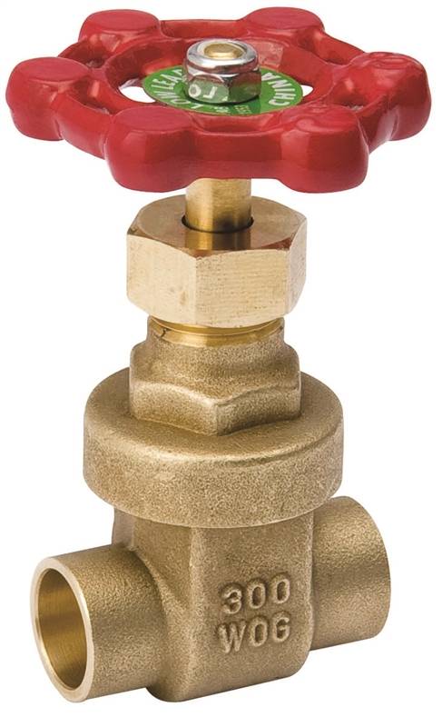 B & K INDUSTRIES B & K ProLine Series 100-703NL Gate Valve, 1/2 in Connection, Sweat, 300, 150 psi Pressure, Brass Body