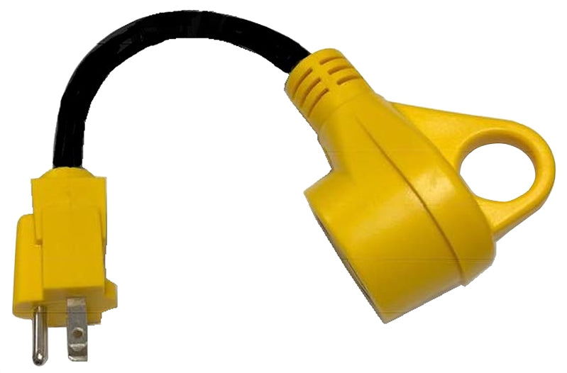 US HARDWARE US Hardware RV-801B Adapter, 15, 30 A, 125 V, Male Plug, Female, 12 AWG Cable AUTOMOTIVE US HARDWARE