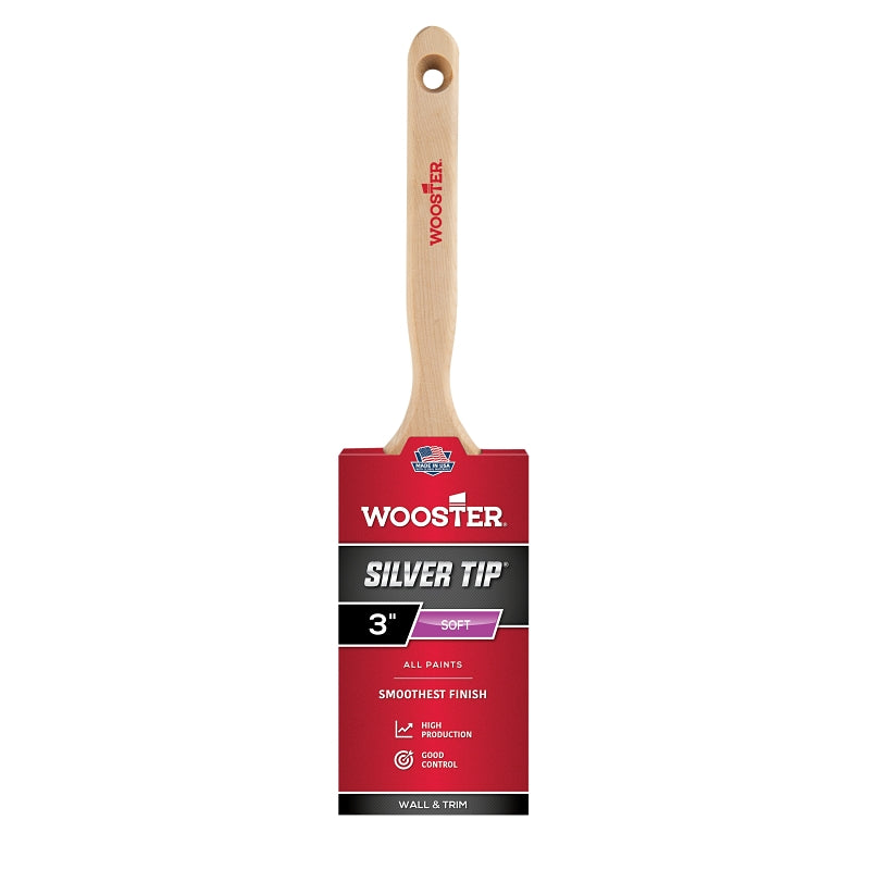 WOOSTER BRUSH Wooster 5220-3 Paint Brush, Silver/White, Birch Hardwood Handle, 3 in W, 2-15/16 in L Bristle, Polyester Bristle PAINT WOOSTER BRUSH