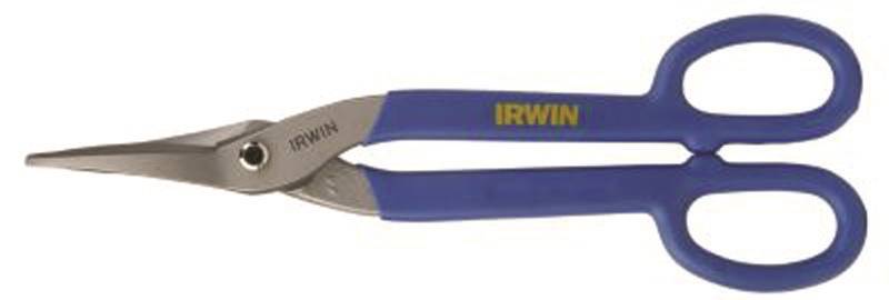 IRWIN Irwin 23012 Tinner Snip, 12-3/4 in OAL, 2-3/4 in L Cut, Curved, Straight Cut, Steel Blade, Double-Dipped Handle