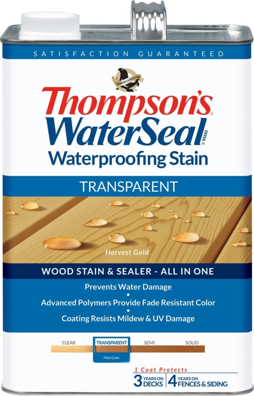 THOMPSON'S WATERSEAL Thompson's WaterSeal TH.091201-16 Wood Sealer, Transparent, Liquid, Harvest Gold, 1 gal