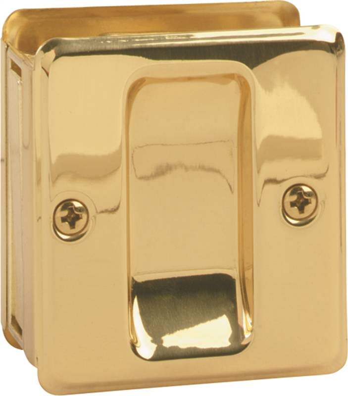 SCHLAGE BUILDERS HARDWARE Schlage SC990B3 Pocket Door Pull, 2-1/2 in W, 2-3/4 in H, Brass, Brass HARDWARE & FARM SUPPLIES SCHLAGE BUILDERS HARDWARE