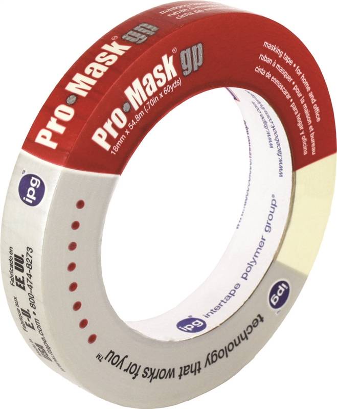 INTERTAPE POLYMER IPG 5100-.75 Masking Tape, 60 yd L, 0.7 in W, Smooth Crepe Paper Backing, Beige