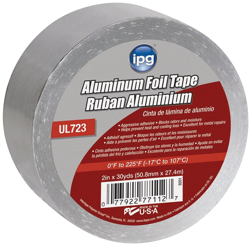 INTERTAPE POLYMER IPG 9201 Foil Tape, 30 yd L, 2 in W, Aluminum Backing