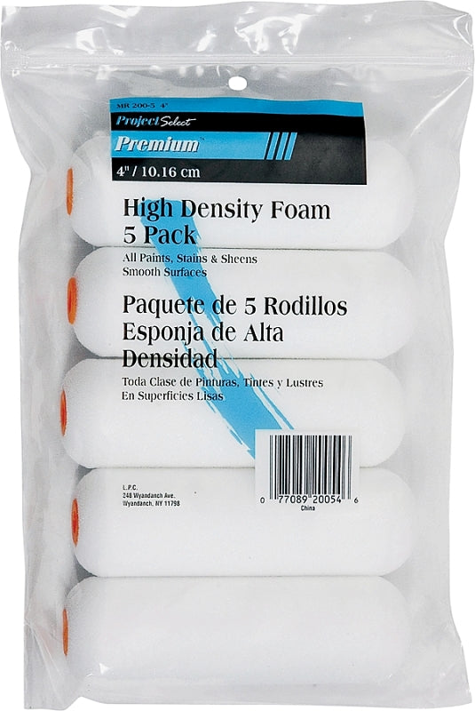 LINZER Linzer MR200-5-4 Roller Cover, White, 1/4 in Thick Nap, 4 in L, Foam Cover PAINT LINZER