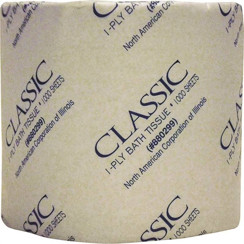 NORTH AMERICAN PAPER North American Paper Classic Series 880299 Bathroom Tissue, 4 x 3-3/4 in Sheet, 1-Ply, Paper