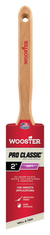 WOOSTER BRUSH Wooster Z1222-2 Paint Brush, White, Maple Wood Handle, 2 in W, 2-15/16 in L Bristle, China Bristle PAINT WOOSTER BRUSH