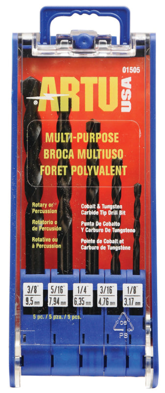 ARTU ARTU The Original 01505 Drill Bit Set, Multi-Purpose, 5-Piece, Cobalt/Tungsten Carbide TOOLS ARTU