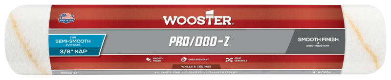 WOOSTER BRUSH Wooster RR642-14 Roller Cover, White, 3/8 in Thick Nap, 14 in L, Fabric Cover PAINT WOOSTER BRUSH