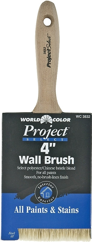 LINZER Linzer 3832-4 Paint Brush, Walnut, Wood Handle, 4 in W, 3-1/2 in L Bristle, Polyester Bristle, Varnish Handle PAINT LINZER