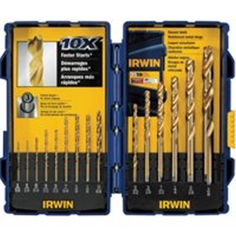 IRWIN Irwin 4935607 Jobber Length Drill Bit Set, 15-Piece, Steel, Titanium-Coated TOOLS IRWIN