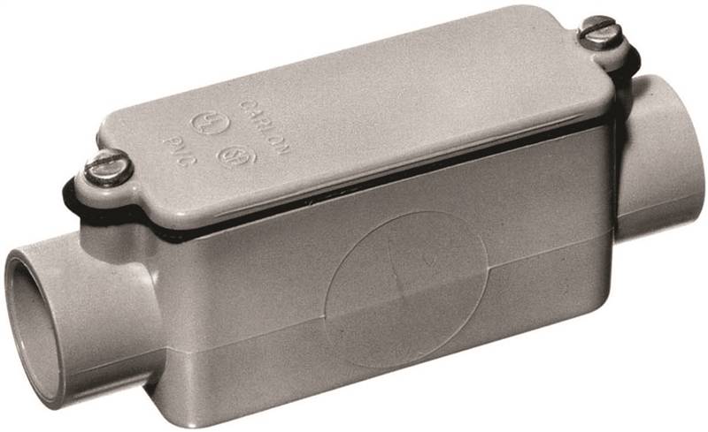 CARLON Carlon E987D-CTN Conduit Body, 1/2 in Hub, 4-11/16 in OAL, PVC, Gray ELECTRICAL CARLON