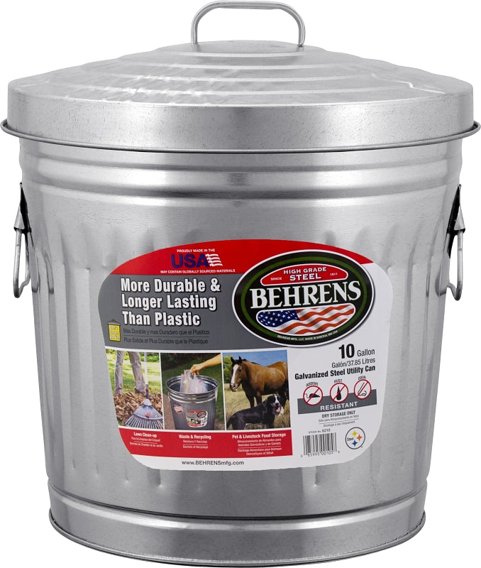 BEHRENS MANUFACTURING Behrens 6210 Trash Can, 10 gal Capacity, Steel