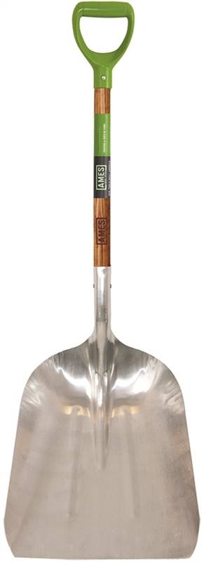 AMES Ames 2672400 Scoop Shovel, 15-1/2 in W Blade, 11-1/2 in L Blade, Aluminum Blade, Northern Hardwood Handle, 46 in OAL