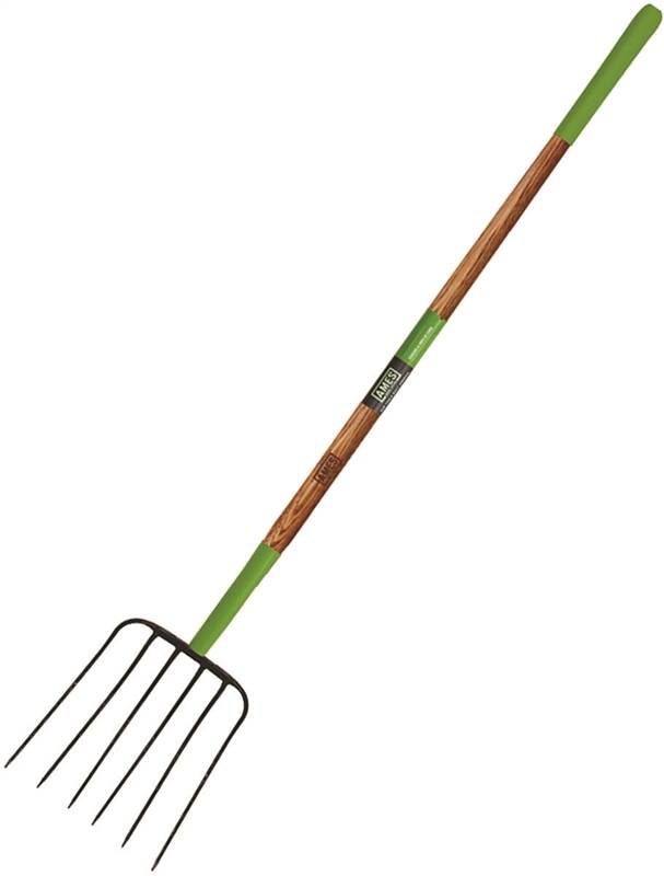 AMES Ames 2826900 Series Manure Fork, 6-Tine, Steel Tine, Wood Handle, 61 in L Handle