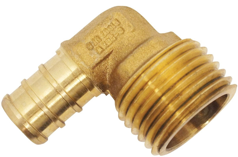 APOLLO Apollo APXME12 Pipe Elbow, 1/2 in, Barb x MNPT, PEX-B, 90 deg Angle, Brass, 200 psi Pressure PLUMBING, HEATING & VENTILATION APOLLO