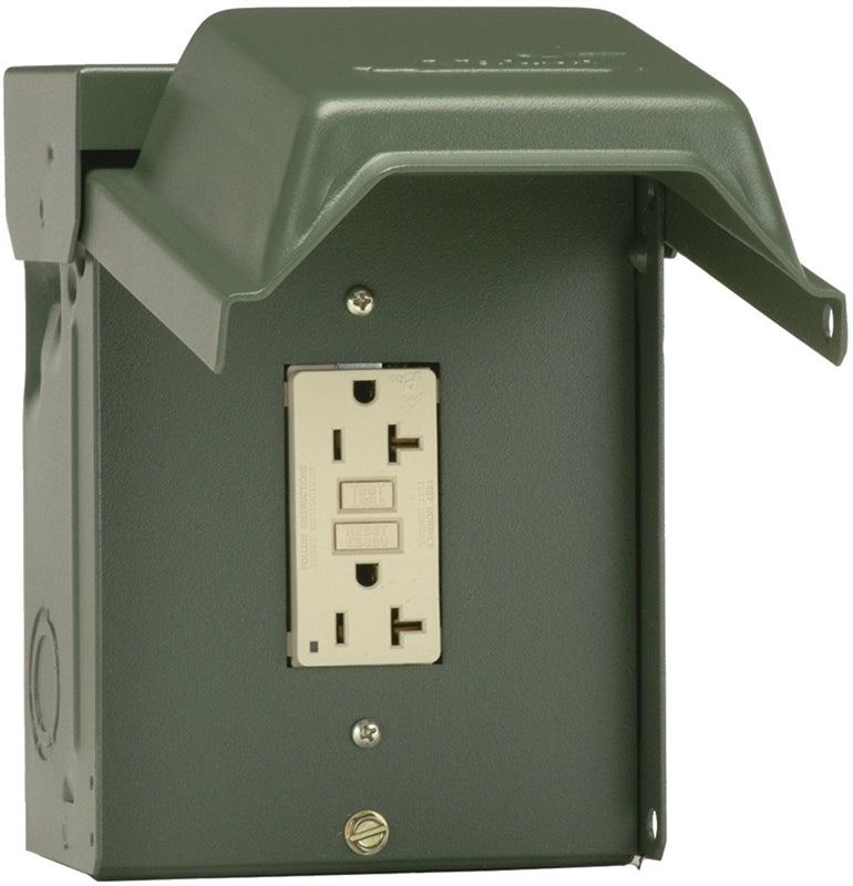MIDWEST GE U010010GRP Outdoor Power Outlet, 120 V, 20 A, NEMA: NEMA 3R, Green ELECTRICAL MIDWEST