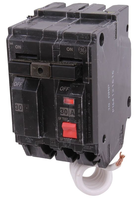 ABB GE THQL2130GFTP Feeder Circuit Breaker, Thermal Magnetic, 30 A, 2-Pole, 120/240 V, Non-Interchangeable Trip, Plug ELECTRICAL ABB