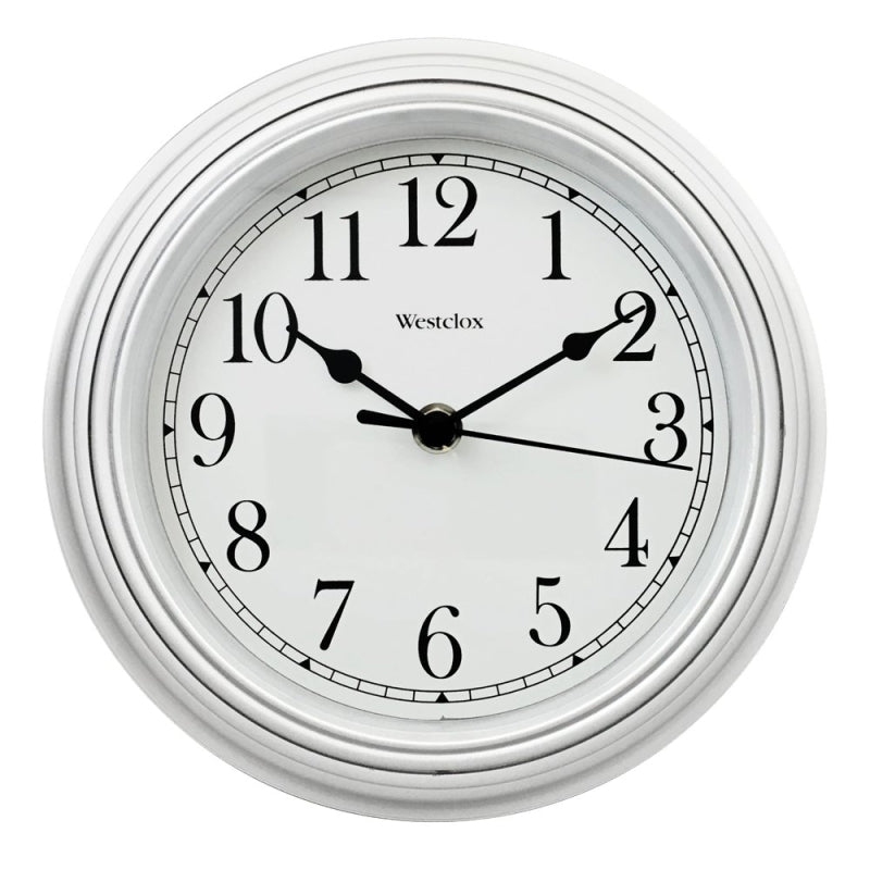 WESTCLOX Westclox 46994A Clock, 8-1/2 in Dia, Round, White Frame, Plastic Clock Face, Analog HOUSEWARES WESTCLOX