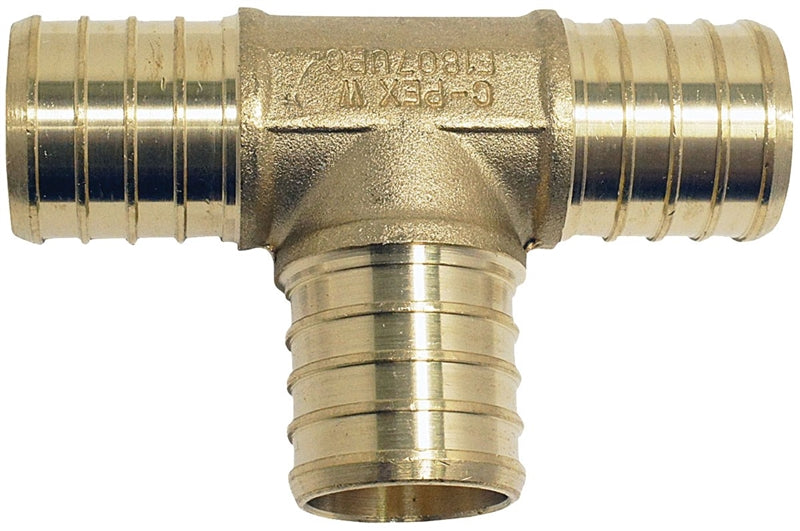 APOLLO Apollo ApolloPEX Series APXT3410PK Pipe Tee, 3/4 in, Barb, PEX-B, Brass, 200 psi Pressure PLUMBING, HEATING & VENTILATION APOLLO