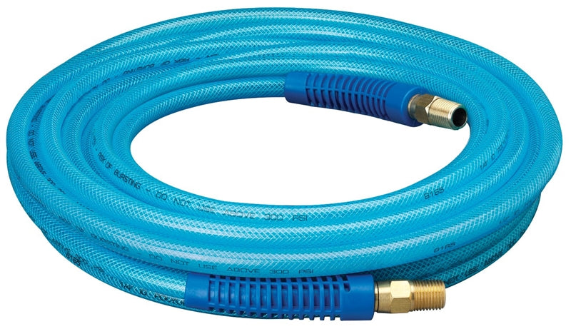 AMFLO Amflo 12-25E Air Hose, 1/4 in ID, 25 ft L, MNPT, 300 psi Pressure, Polyurethane, Blue TOOLS AMFLO