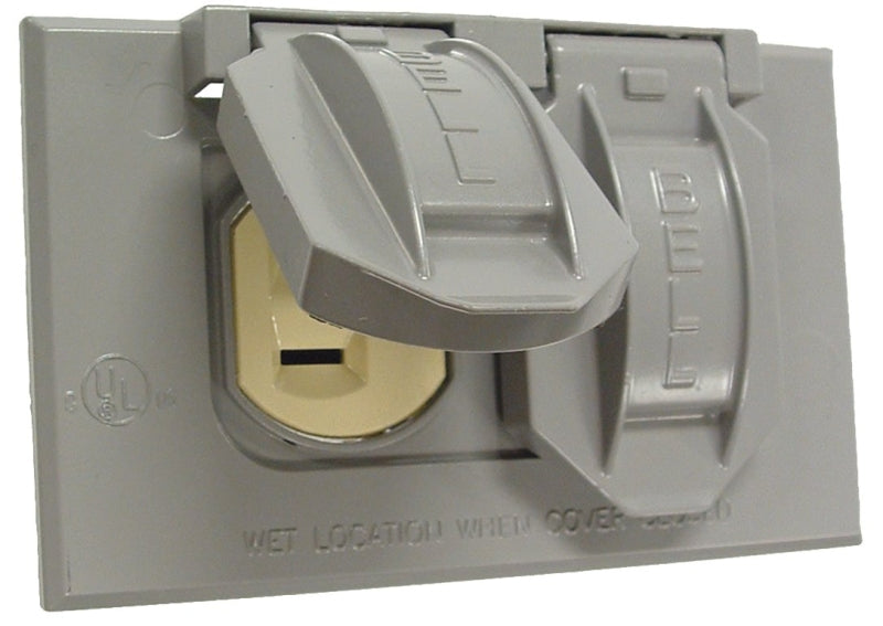 BELL OUTDOOR Bell Outdoor 5712-5WRTR Weatherproof Cover, 4-9/16 in L, 2-13/16 in W, Aluminum, Gray ELECTRICAL BELL OUTDOOR