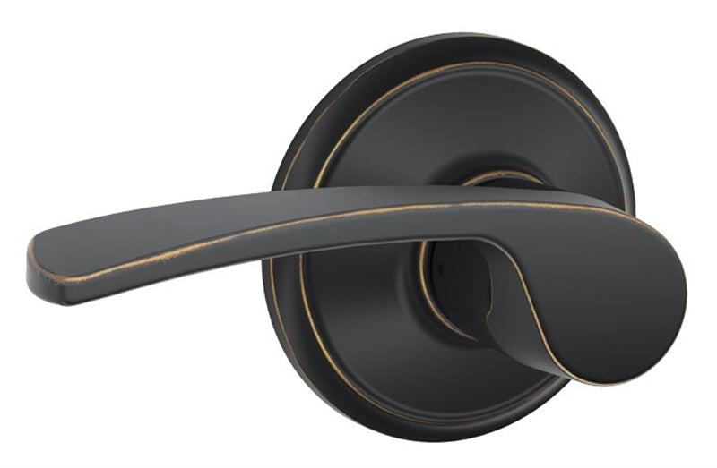 SCHLAGE LOCK Schlage Merano Series F10VMER716 Passage Lever, Mechanical Lock, Aged Bronze, Metal, Residential, 2 Grade HARDWARE & FARM SUPPLIES SCHLAGE LOCK