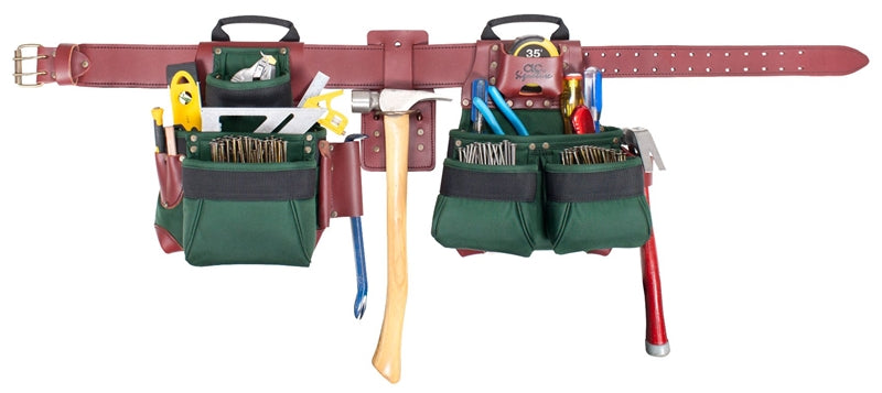 HULTAFORS CLC Signature Elite Series 54531 Tool Belt Combo System, 29 to 42 in Waist, 58 in L, Nylon, Green, 17-Pocket TOOLS HULTAFORS