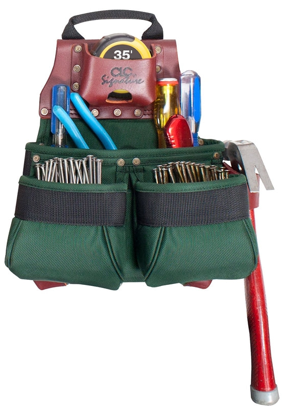 HULTAFORS CLC Signature Elite Series 51838 Nail and Tool Bag, 11 in W, 7 in D, 13 in H, 10-Pocket, Nylon, Green TOOLS HULTAFORS