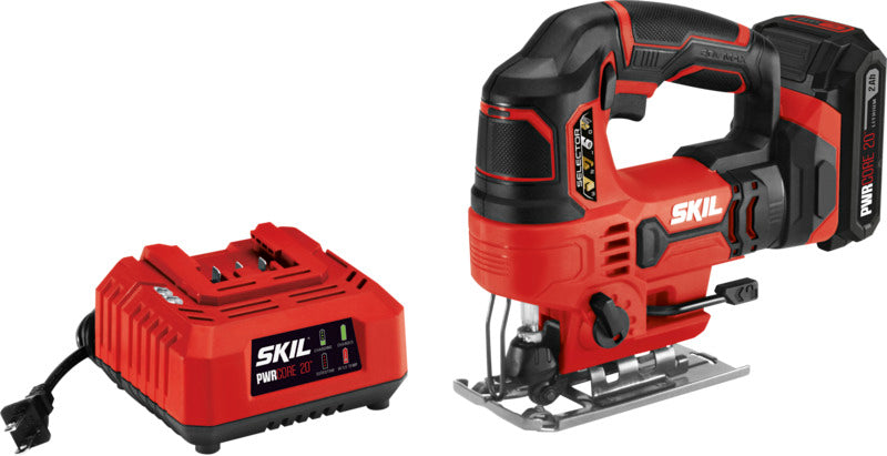 SKIL Skil JS820202 Jig Saw Kit, Battery Included, 20 V, 2 Ah, 15/32 to 4-11/16 in Cutting Capacity, 1 in L Stroke TOOLS SKIL