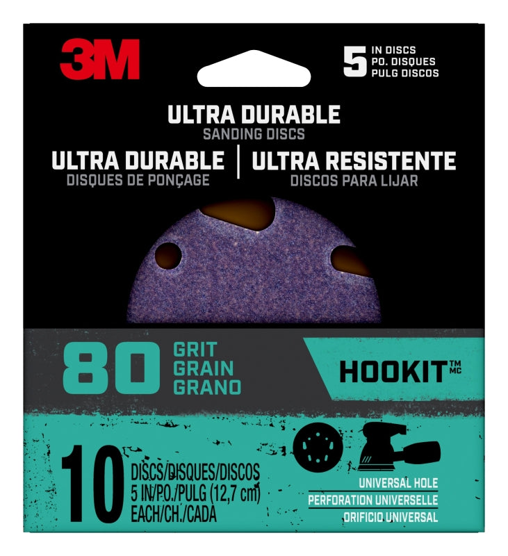 3M 3M 27314 Power Sanding Disc, 5 in Dia, 80 Grit, Coarse, Ceramic Abrasive, 5-Hole, 8-Hole PAINT 3M