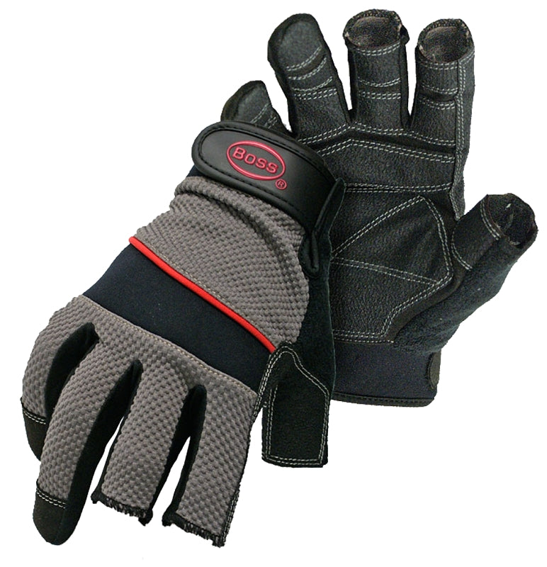 BOSS MFG Boss 5201M Carpenter Gloves, M, Shortened Thumb, Wrist Strap Cuff, PVC
